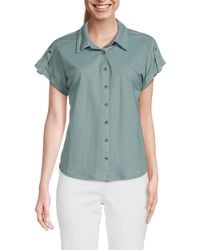 Bobeau - Short Sleeve Tab Cuff Shirt - Lyst