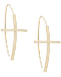 Saks Fifth Avenue 14k Cross Threader Earrings - Metallic