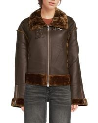 Hudson Jeans - Faux Fur Trim Faux Leather Jacket - Lyst