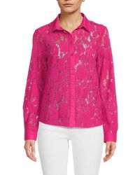 Saks Fifth Avenue - Sheer Lace Button Down Shirt - Lyst