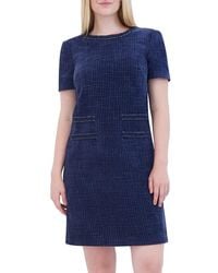 Eliza J - Bouclé Shift Dress With Braid Detail - Lyst