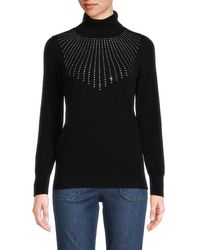 Sofia Cashmere - Embellished Turtleneck Cashmere Sweater - Lyst
