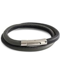 Tateossian Leather & Stainless Steel Bracelet - Gray