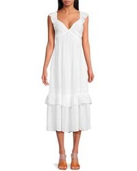 Ramy Brook - Ruffled V-Neck Midi-Dress - Lyst