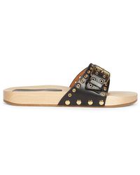isabel marant grommet suede slide sandals