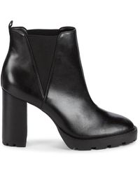 5th avenue black leather ankle boots