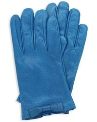 Portolano Bow Nappa Leather Gloves - Blue