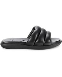 Marc Fisher Yessy Quilted Leather Slides - Black