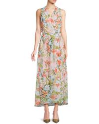 Donna Ricco - Belted Floral Maxi Dress - Lyst