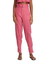 Hevron - Leona Belted Linen Pants - Lyst
