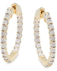 Effy ENY - 14K Goldplated Sterling & 0.21 Tcw Diamond Hoop Earrings - Lyst