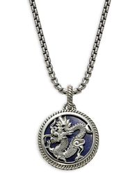 Effy - Sterling Silver & Lapis Lazuli Dragon Pendant Necklace - Lyst