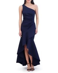 Eliza J - One-Shoulder Side-Tuck Ruffle-Hem Gown - Lyst