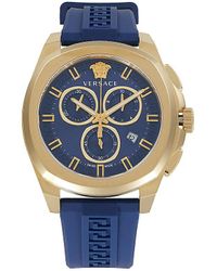 Versace - Geo Chrono 43mm Goldtone Stainless Steel & Silicone Strap Chronograph Watch - Lyst