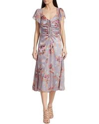 Cinq À Sept - Terrence Satin Floral Midi Dress - Lyst