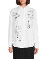 Karl Lagerfeld - Sketch Graphic High Low Shirt - Lyst