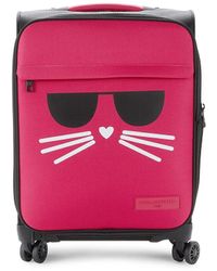 Karl Lagerfeld 22-inch Cat-logo Spinner Suitcase - Red