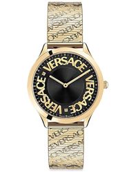 Versace - Logo Halo 38mm Goldtone Stainless Steel Bracelet Watch - Lyst