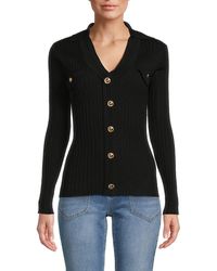 Nanette Lepore - Ribbed Collared Cardigan - Lyst