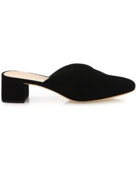 Loeffler Randall Lulu Suede Block Heel Mules - Black