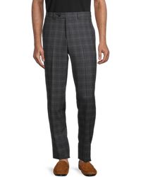 Ted Baker Jarrett Plaid Wool Dress Trousers - Grey