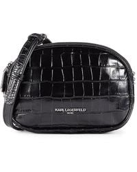 Karl Lagerfeld - Charlotte Croc Embossed Leather Crossbody Bag - Lyst