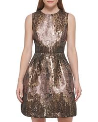 Vince Camuto - Metallic Pleated Mini Dress - Lyst