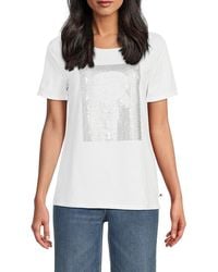 Karl Lagerfeld - Embellished Graphic Stretch Cotton T-Shirt - Lyst