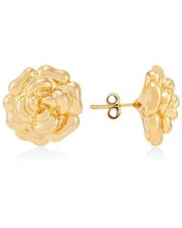 Saks Fifth Avenue - 18k Goldplated Sterling Silver Flower Stud Earrings - Lyst