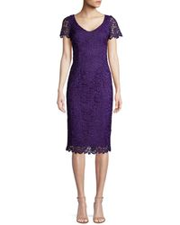 purple lace sheath dress