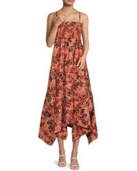 A.L.C. - A. L.C. Print Handkerchief Hem Midi-Dress - Lyst