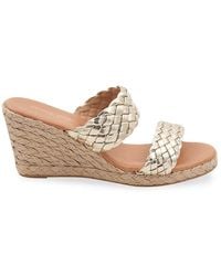 Andre Assous - Aria Metallic Leather Espadrille Wedge Sandals - Lyst