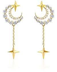 Eye Candy LA - 18k Goldplated & Cubic Zirconia Moon Star Dangle Earrings - Lyst