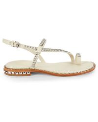 Ash - Embellished Leather Flat Sandals - Lyst