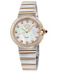 Gv2 - Sorrento 32mm Two Tone Stainless Steel, Mother Of Pearl & Diamond Bracelet Watch - Lyst