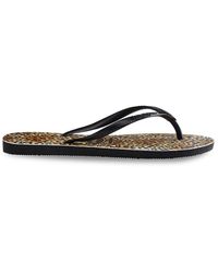 Havaianas Slim Leopard Flip Flops - Black