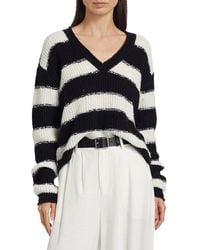ATM - Wool Blend Stripe V-neck Sweater - Lyst
