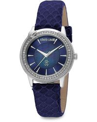 Roberto Cavalli - 32mm Stainless Steel, Crystal, Mother Of Pearl & Leather Strap Watch - Lyst