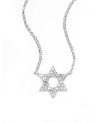 Effy - Diamond & 14k White Gold Star Of David Pendant Necklace - Lyst