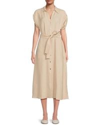 DKNY - Belted Button-Front Midi-Dress - Lyst