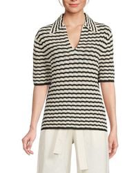 A.L.C. - A. L.C. Logan Short-Sleeve Stripe Knit Polo Sweater - Lyst
