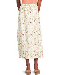 Saks Fifth Avenue - 100% Linen Drawstring Maxi Skirt - Lyst