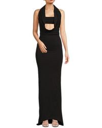 LAQUAN SMITH - Cutout Silk Halter Gown - Lyst