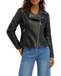 Kensie - Faux Leather Moto Jacket - Lyst