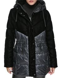 Andrew Marc - Varna Velvet Hooded Puffer Jacket - Lyst