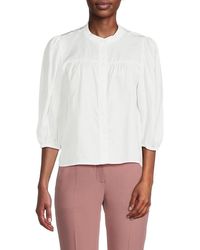 Saks Fifth Avenue - Solid Button Down Blouse - Lyst