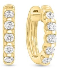Effy - 14K & 0.50 Tcw Lab-Grown Diamond Huggie Earrings - Lyst