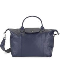Longchamp Women's Foldable Leather Satchel - Navy - Blue