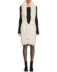 Saks Fifth Avenue - Faux-Fur-Trim Longline Cardigan - Lyst