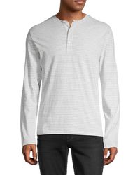 Vince Striped Long-sleeve Henley - White